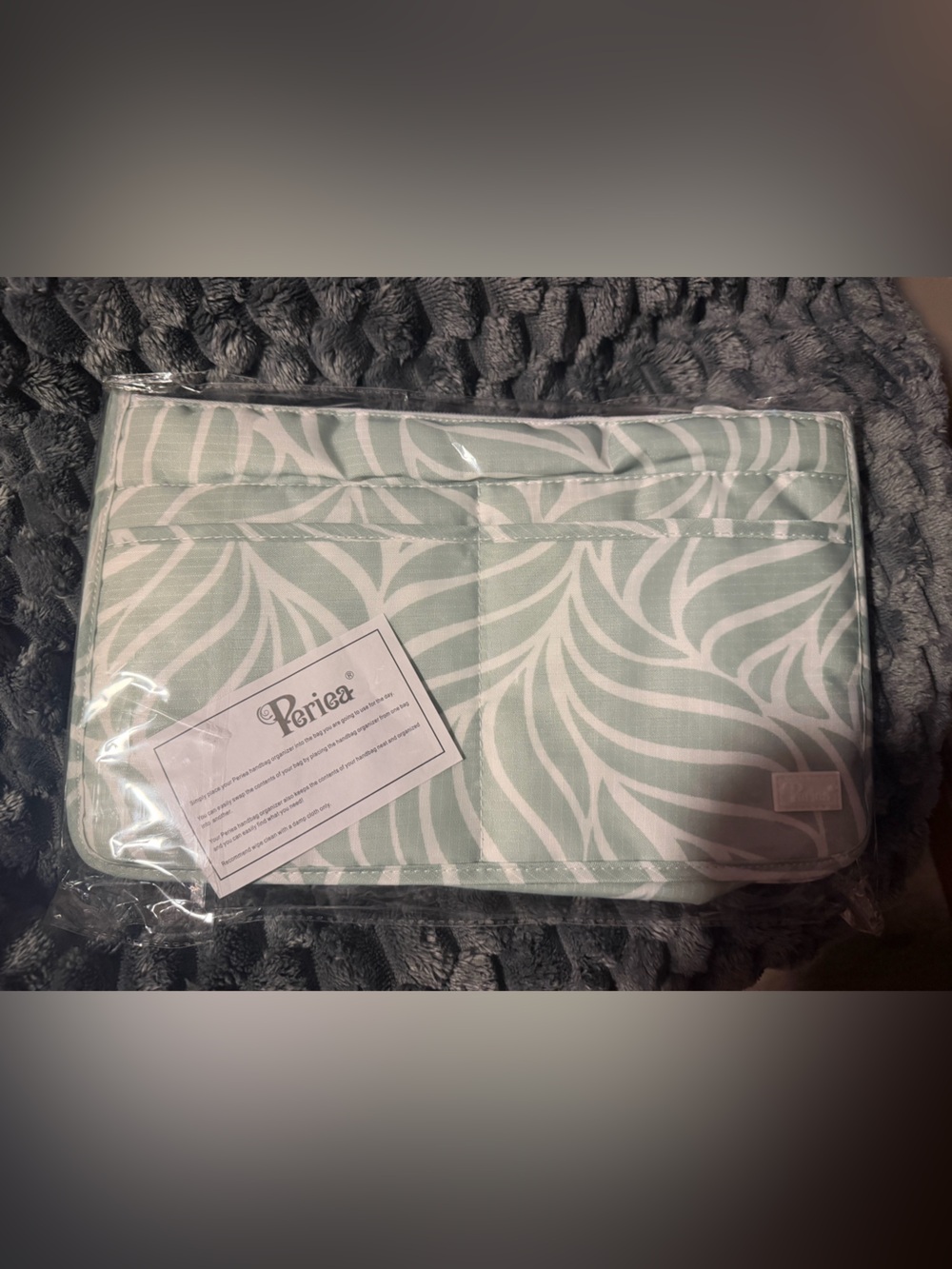 Mint Green Leaf Makeup Organizer Bag